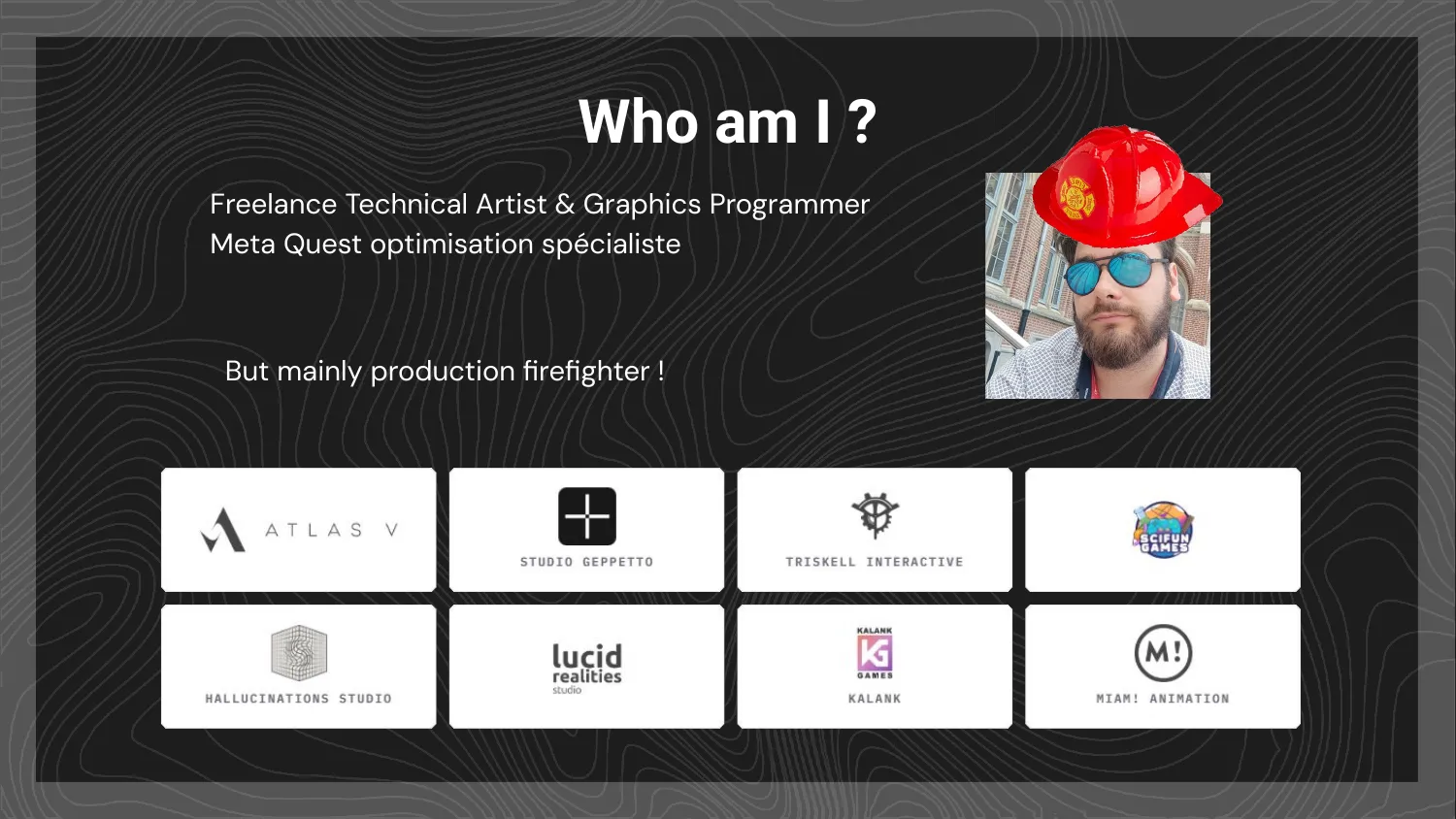 About me slide: "Qui suis-je ?"